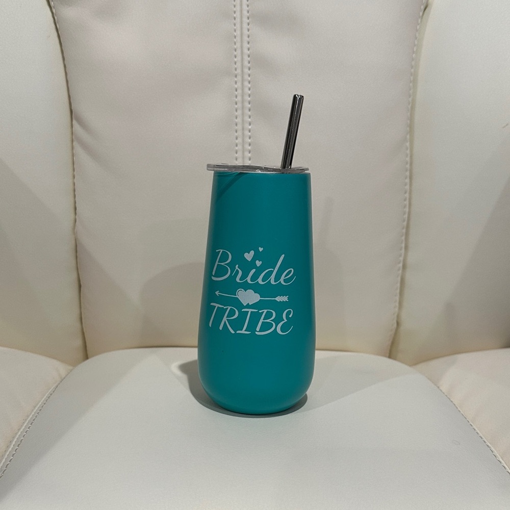 Mini Teal Bride Tribe Tumbler with Straw